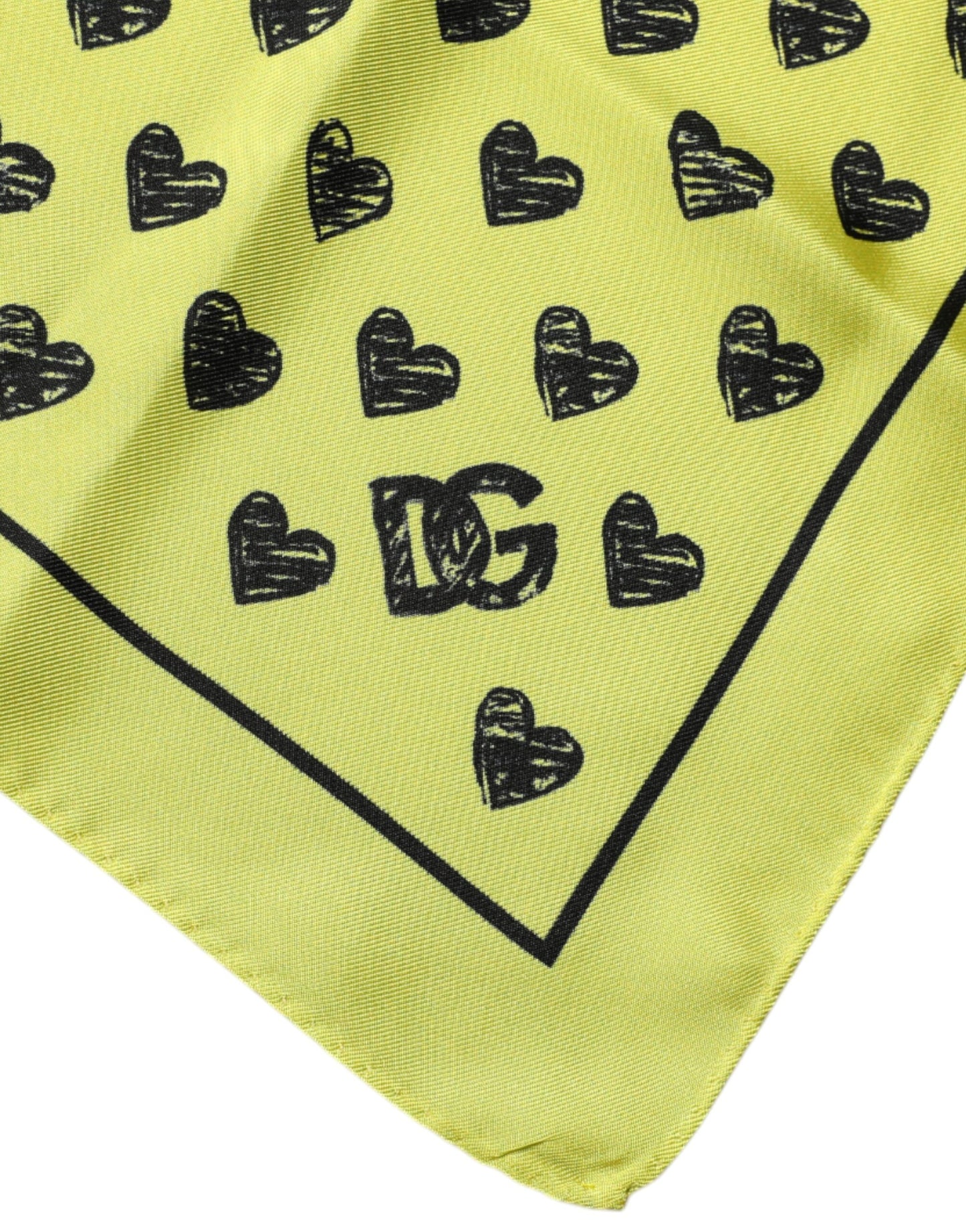 Dolce & Gabbana Yellow Hearts Silk Square Bandana Scarf