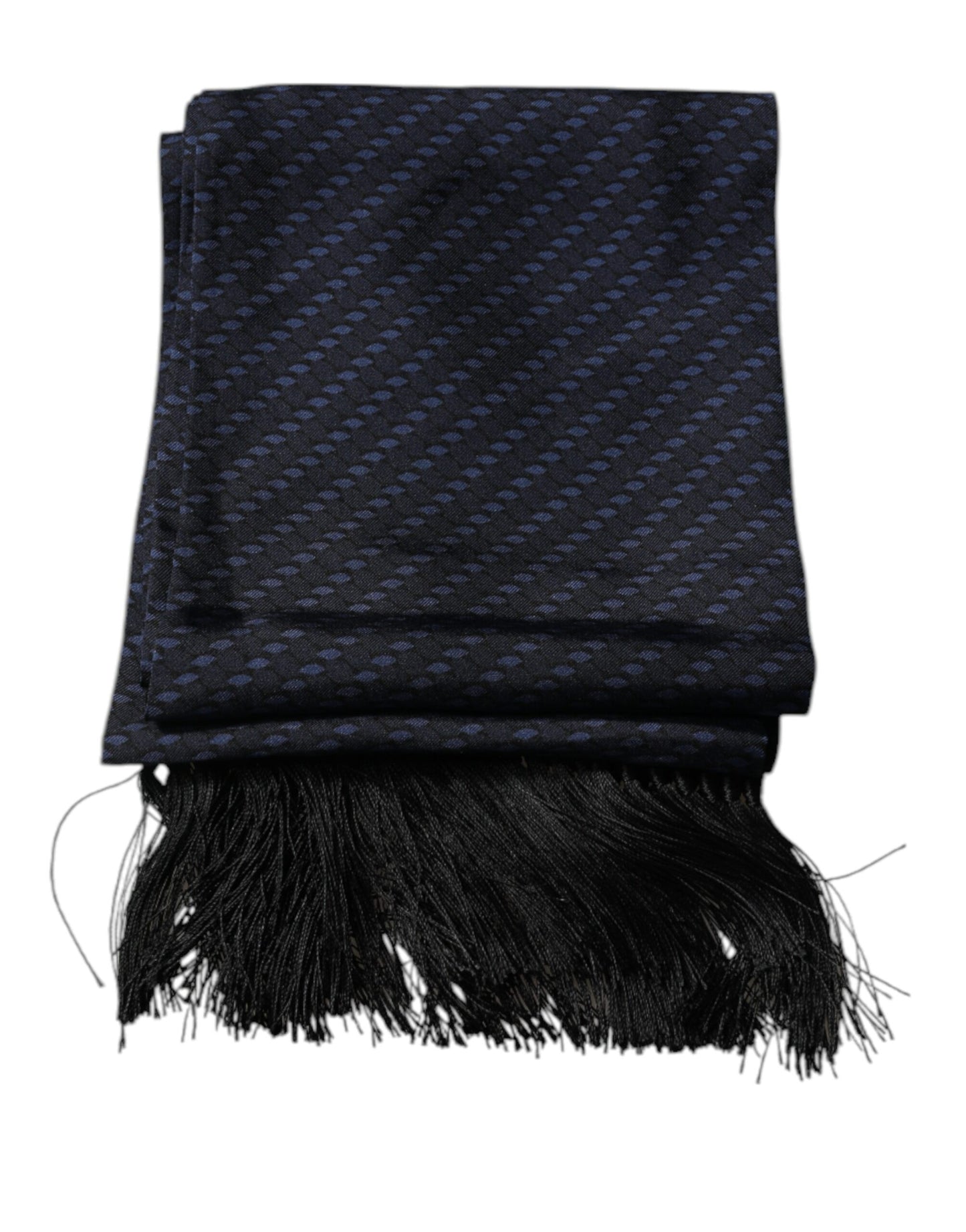 Dolce & Gabbana Dark Blue Fantasy Fringes Neck Wrap Scarf