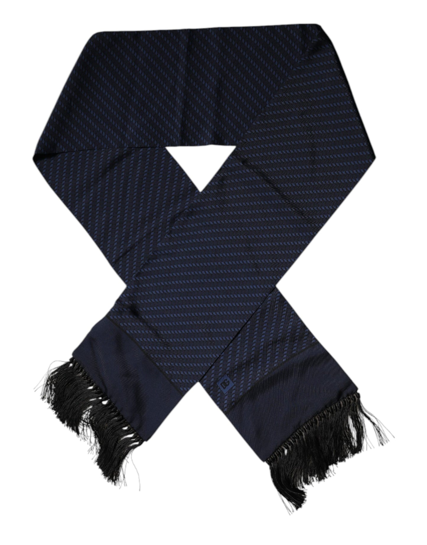 Dolce & Gabbana Dark Blue Fantasy Fringes Neck Wrap Scarf