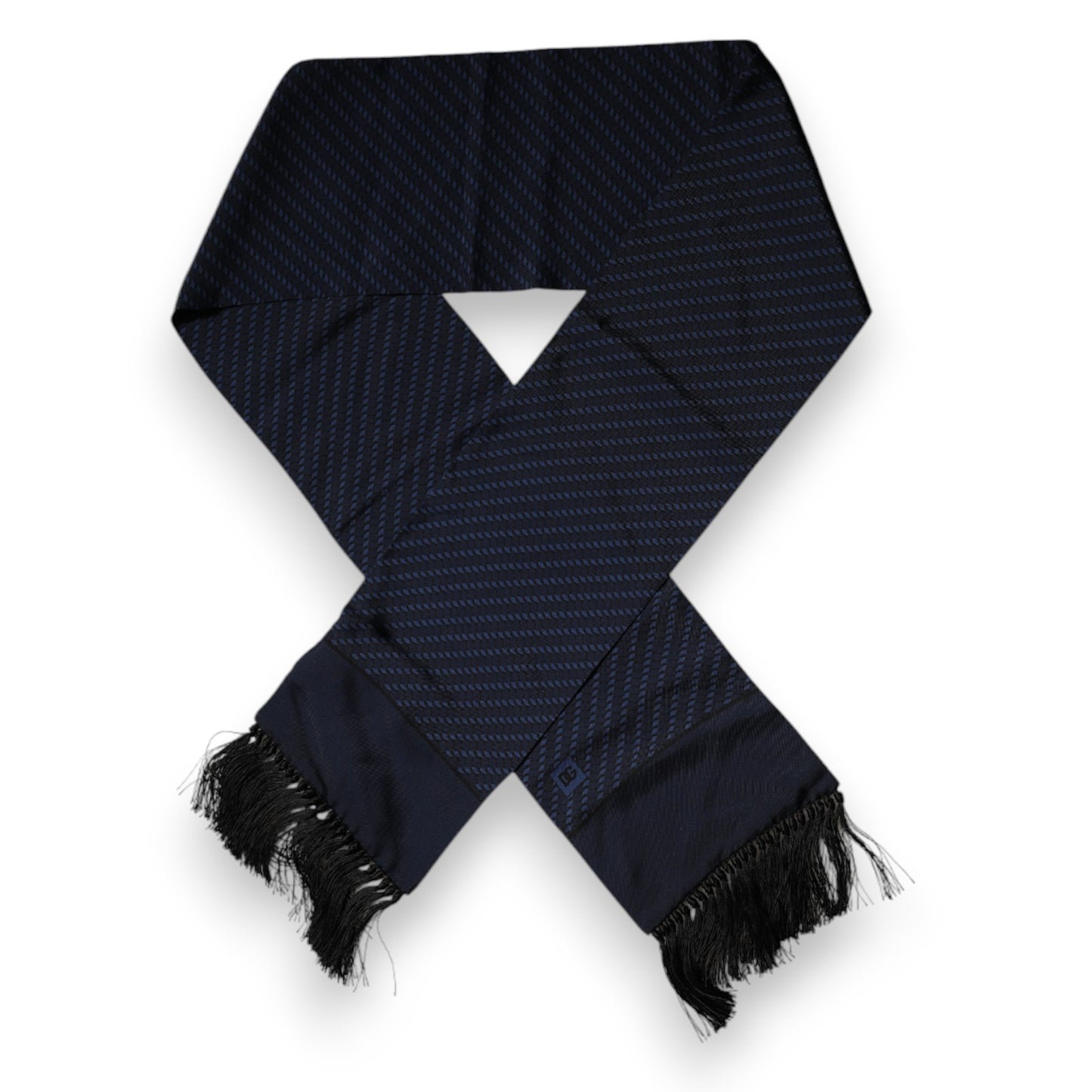 Dolce & Gabbana Dark Blue Fantasy Fringes Neck Wrap Scarf