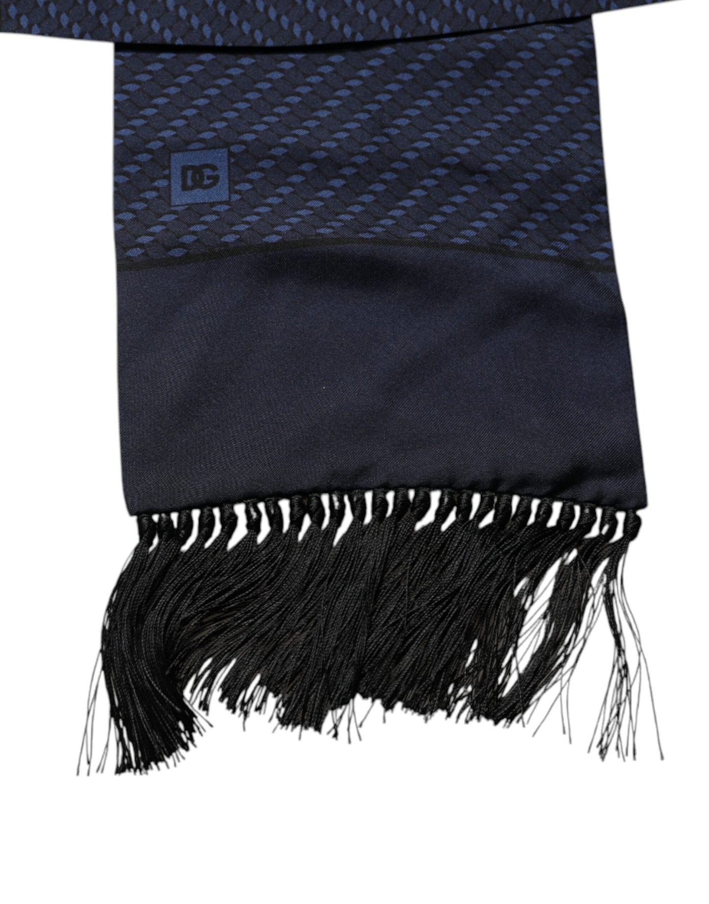 Dolce & Gabbana Dark Blue Fantasy Fringes Neck Wrap Scarf