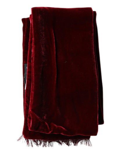 Dolce & Gabbana Maroon Silk Fringes Skinny Neck Wrap Scarf