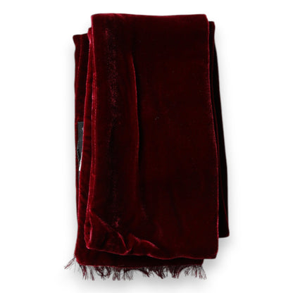 Dolce & Gabbana Maroon Silk Fringes Skinny Neck Wrap Scarf