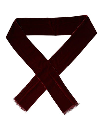 Dolce & Gabbana Maroon Silk Fringes Skinny Neck Wrap Scarf