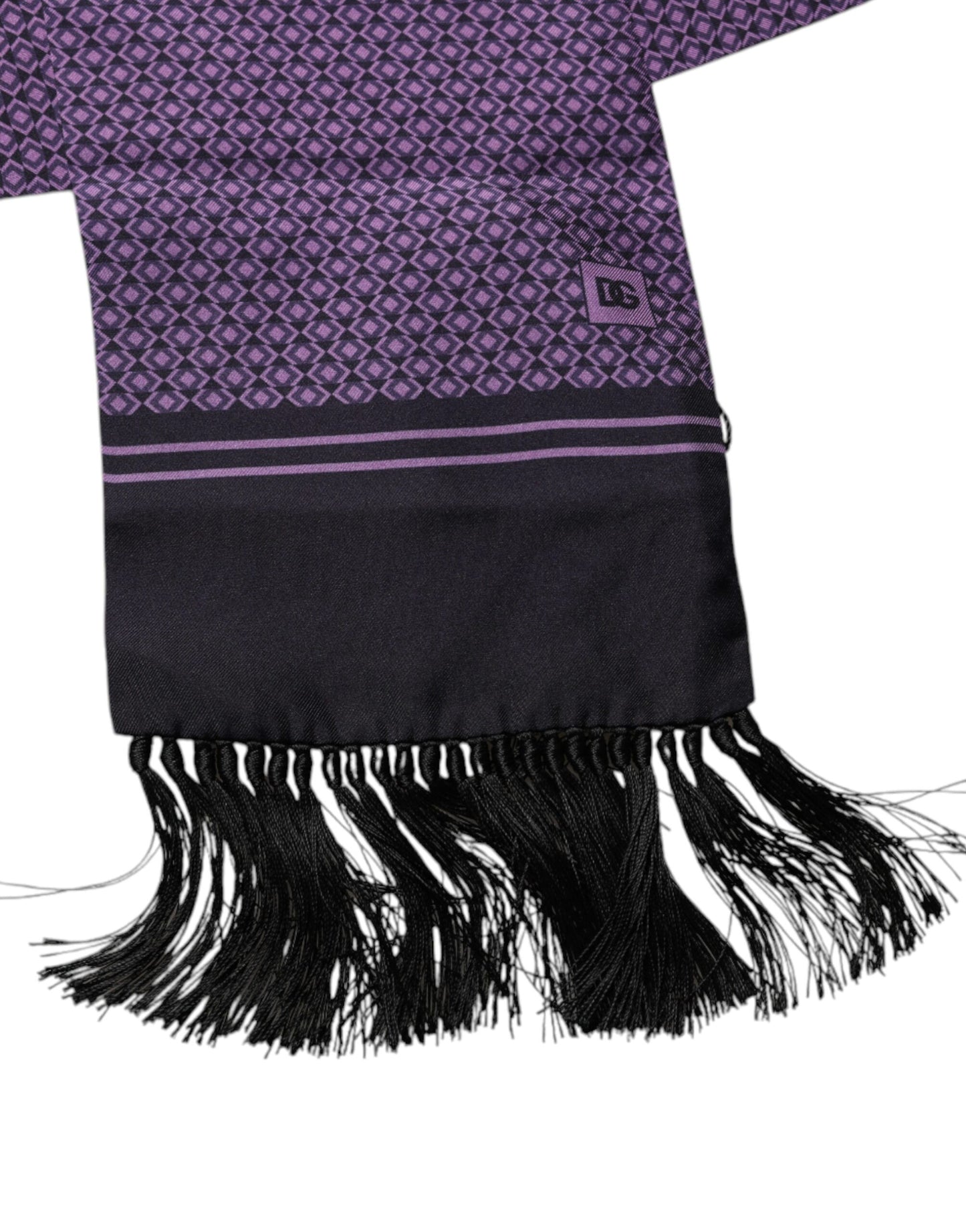 Dolce & Gabbana Purple Fantasy Silk Fringes Neck Wrap Scarf