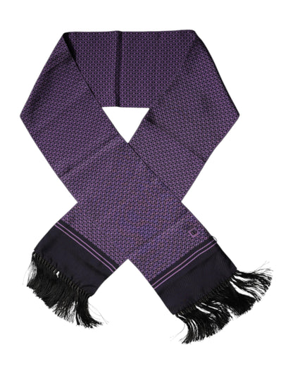 Dolce & Gabbana Purple Fantasy Silk Fringes Neck Wrap Scarf