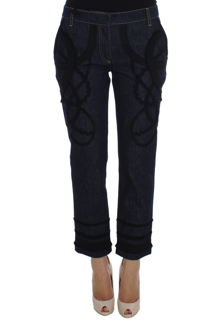 Dolce & Gabbana Embroidered Capri Jeans for Elegant Styling