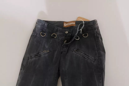 John Galliano Grey Washed Low Waist Zipper Side Skinny Denim Jeans