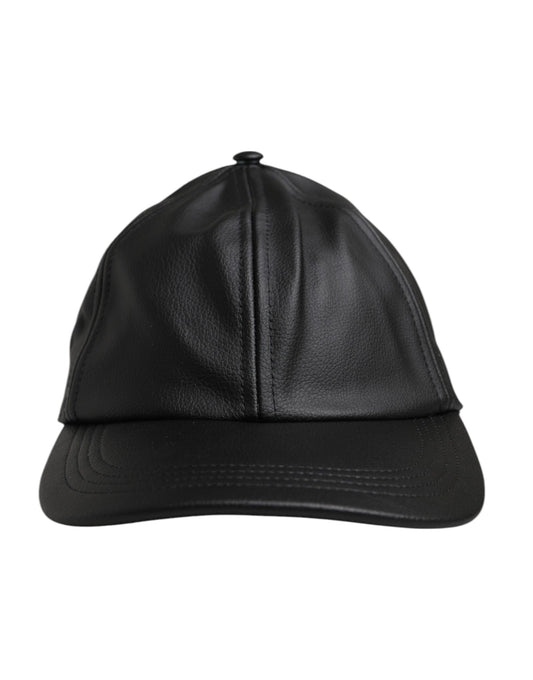 Dolce & Gabbana Black Leather 6 Panels Baseball Cap