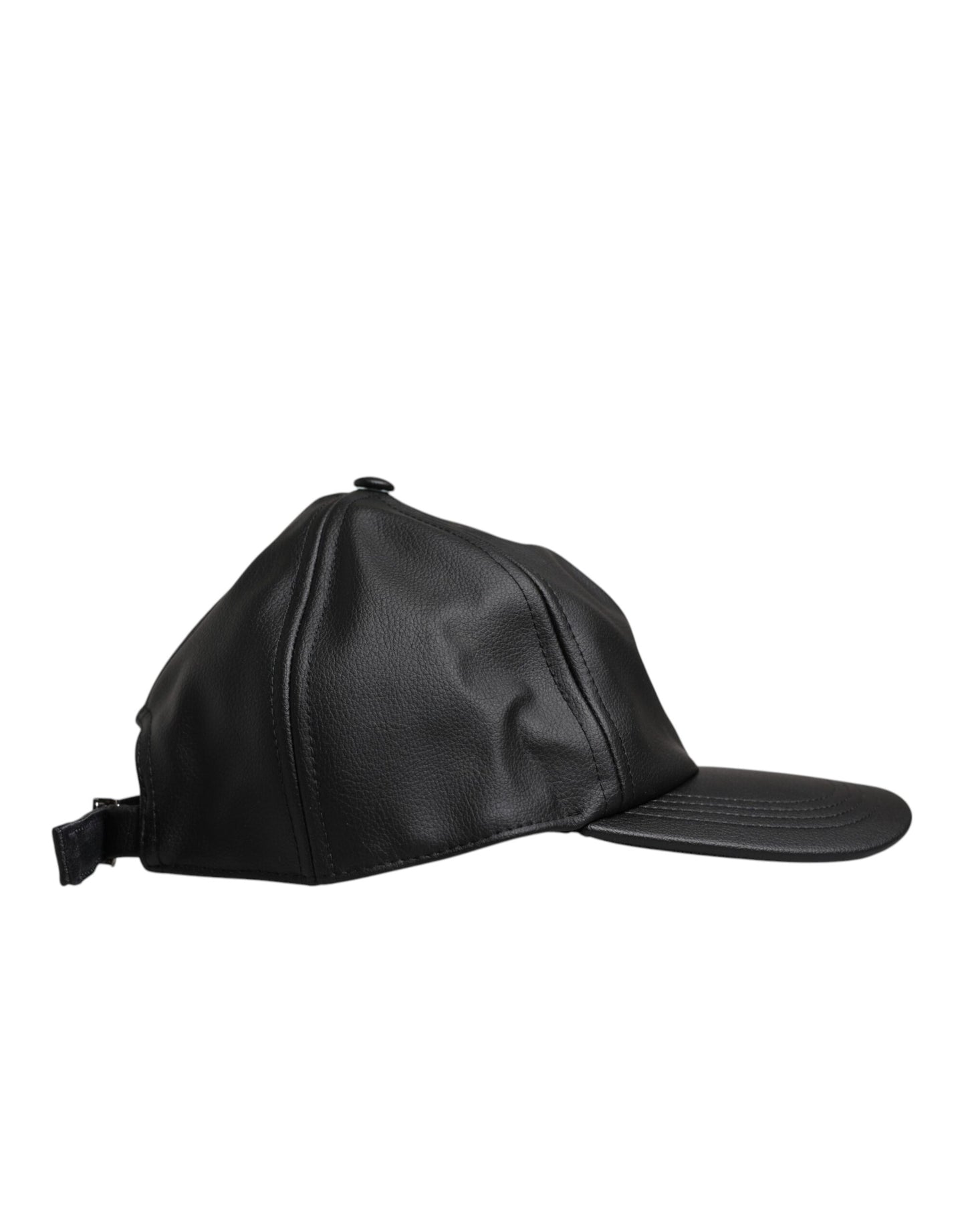 Dolce & Gabbana Black Leather 6 Panels Baseball Cap