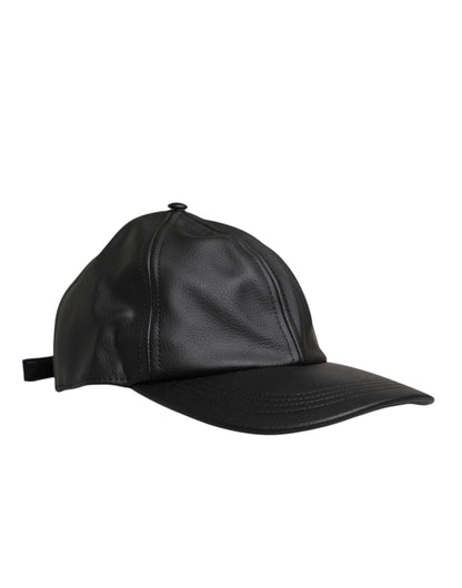 Dolce & Gabbana Black Leather 6 Panels Baseball Cap