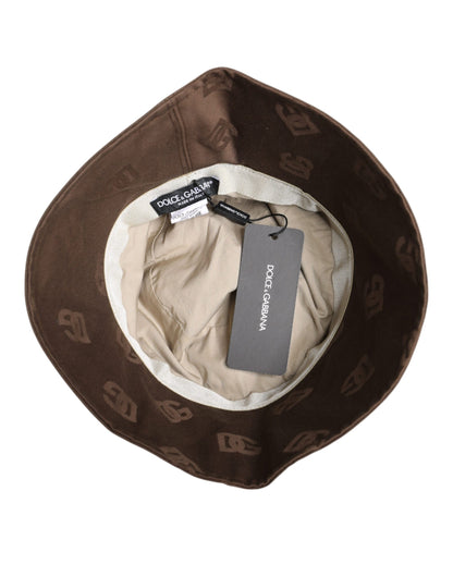 Dolce & Gabbana Brown Logo Monogram Cotton Bucket Cap