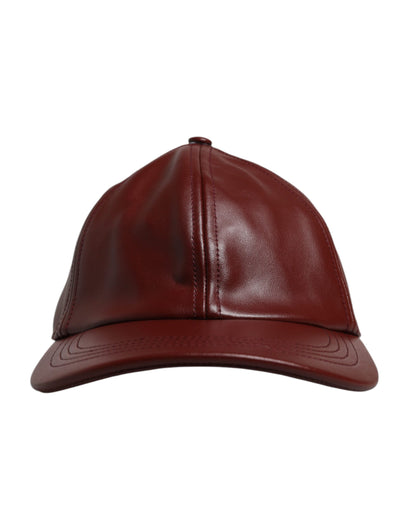 Dolce & Gabbana Maroon Leather 6 Panels Baseball Cap