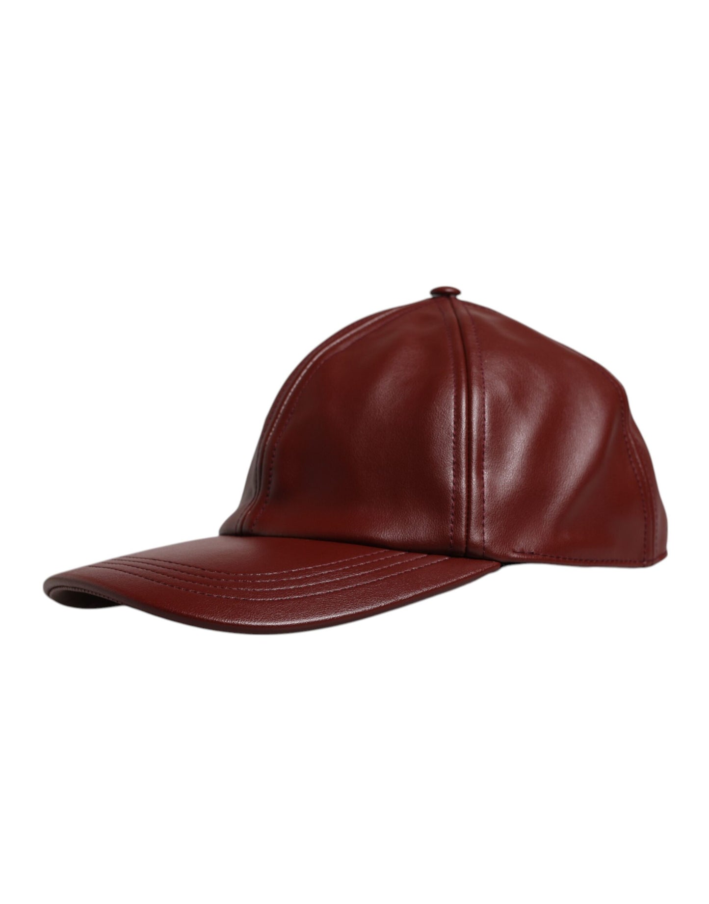 Dolce & Gabbana Maroon Leather 6 Panels Baseball Cap