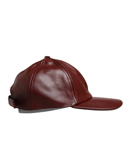 Dolce & Gabbana Maroon Leather 6 Panels Baseball Cap