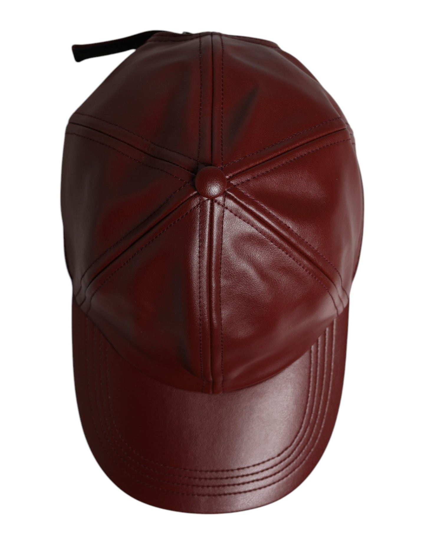 Dolce & Gabbana Maroon Leather 6 Panels Baseball Cap