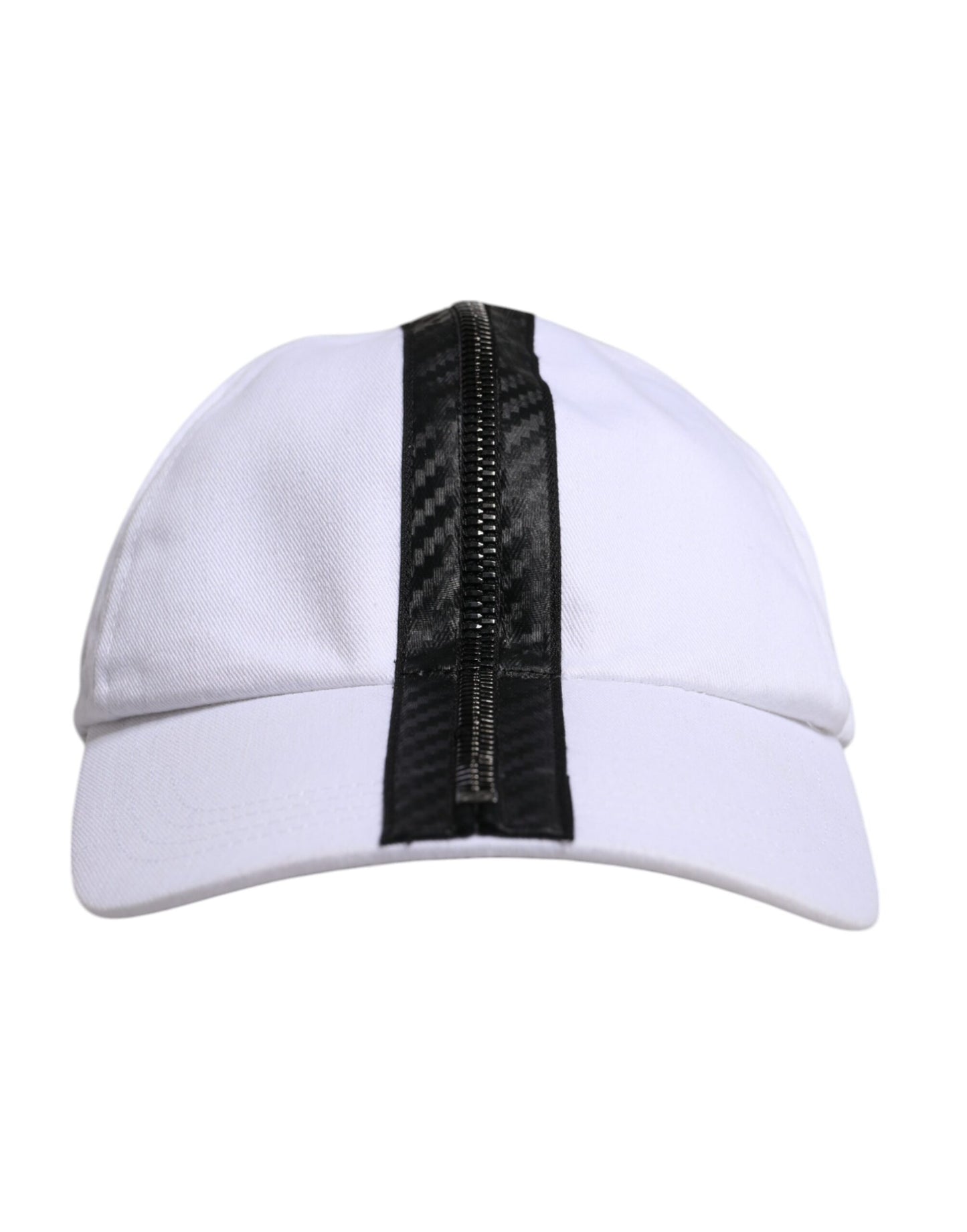 Dolce & Gabbana White Black Cotton Zip Baseball Cap