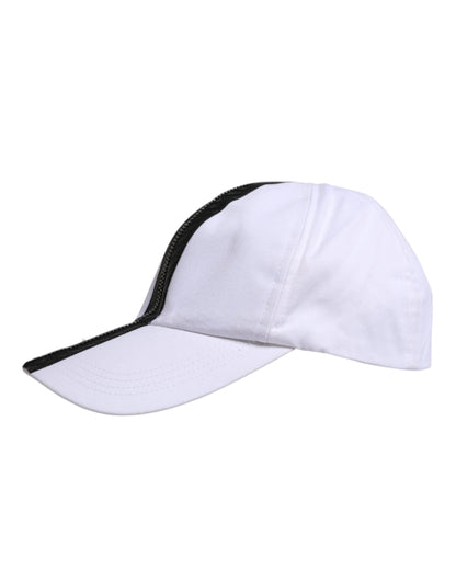 Dolce & Gabbana White Black Cotton Zip Baseball Cap