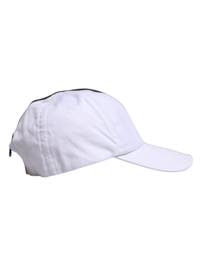 Dolce & Gabbana White Black Cotton Zip Baseball Cap