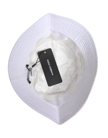 Dolce & Gabbana White Cotton Wide Brim Bucket Hat