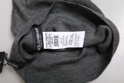 Dolce & Gabbana Gray Wool Blend Knitted Beanie Cap