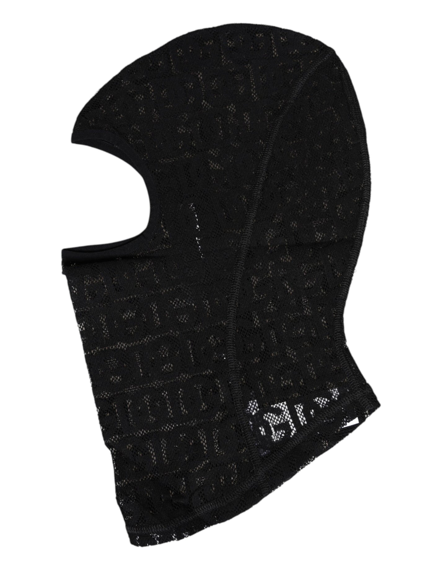 Dolce & Gabbana Black Logo Mesh Cotton Ski Mask Balaclava Hat