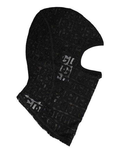 Dolce & Gabbana Black Logo Mesh Cotton Ski Mask Balaclava Hat