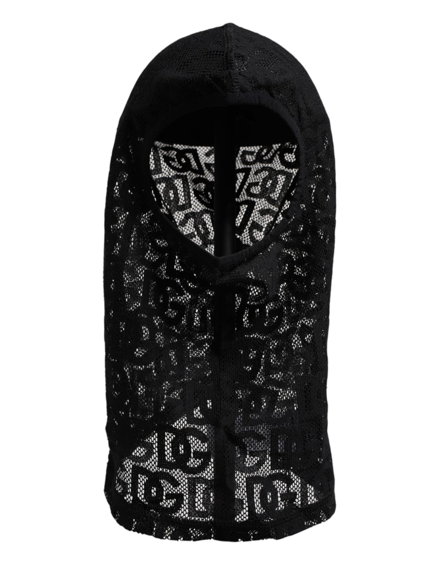 Dolce & Gabbana Black Logo Mesh Cotton Ski Mask Balaclava Hat