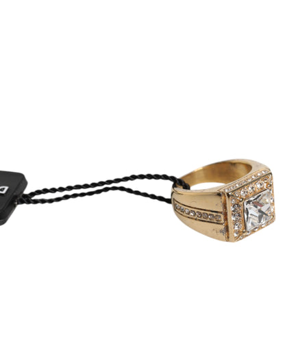 Dolce & Gabbana Gold Tone Sterling Silver 925 Crystals Ring