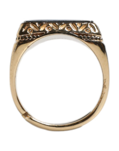 Dolce & Gabbana Gold Tone Sterling Silver 925 DG Crown Adjustable Ring