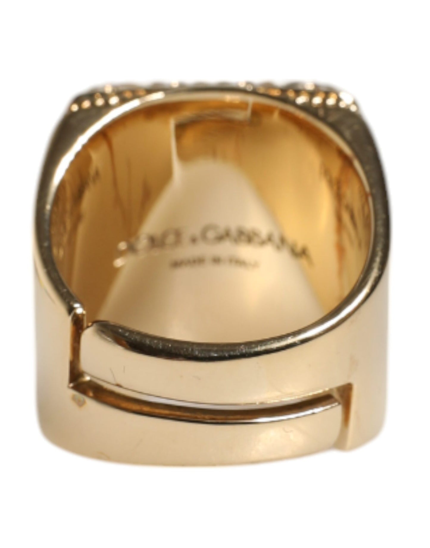 Dolce & Gabbana Gold Tone Sterling Silver 925 DG Crown Adjustable Ring