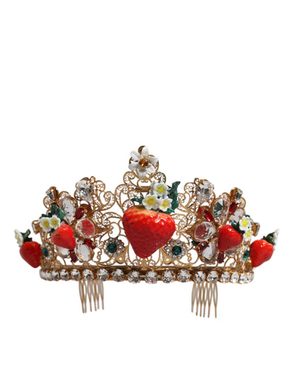 Dolce & Gabbana Multicolor Floral Strawberry Crystal Embellished Tiara