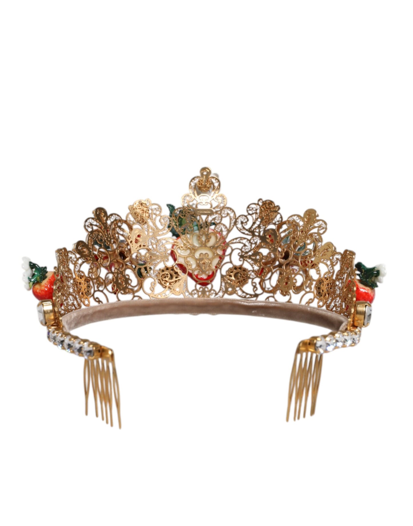 Dolce & Gabbana Multicolor Floral Strawberry Crystal Embellished Tiara