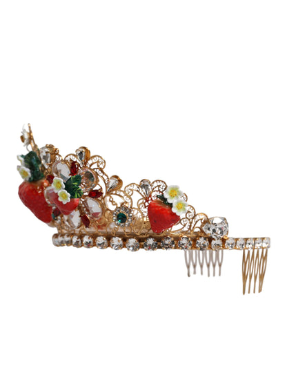 Dolce & Gabbana Multicolor Floral Strawberry Crystal Embellished Tiara