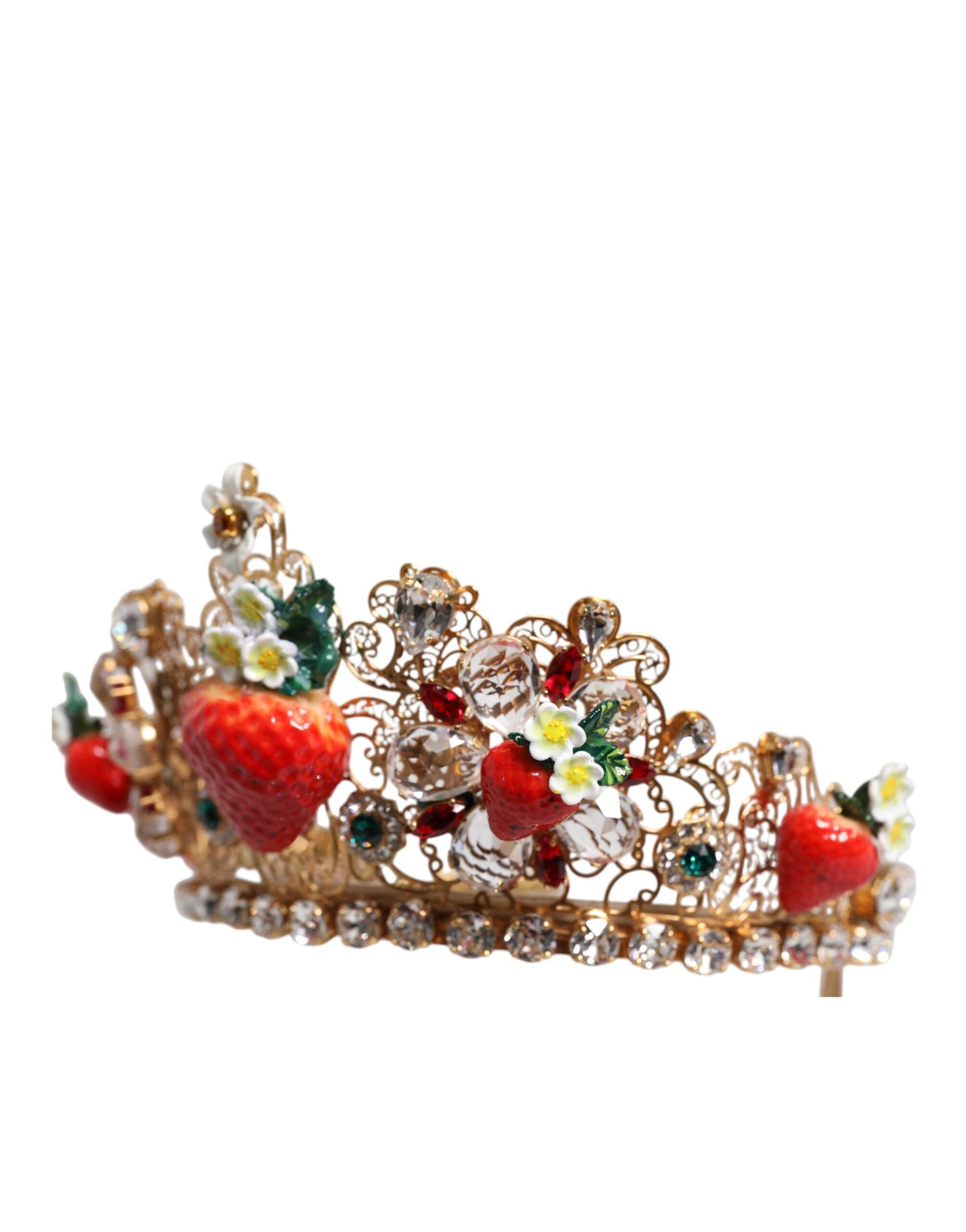 Dolce & Gabbana Multicolor Floral Strawberry Crystal Embellished Tiara