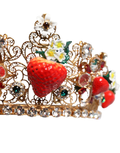 Dolce & Gabbana Multicolor Floral Strawberry Crystal Embellished Tiara