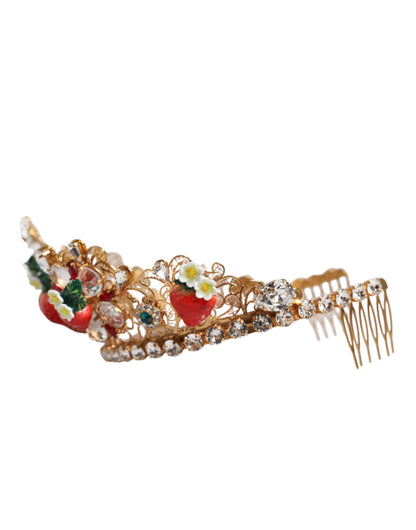 Dolce & Gabbana Multicolor Floral Strawberry Crystal Embellished Tiara