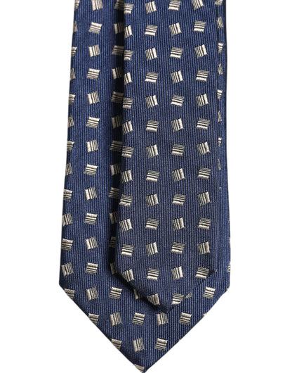 Dolce & Gabbana Blue Patterned Silk Adjustable Necktie Tie