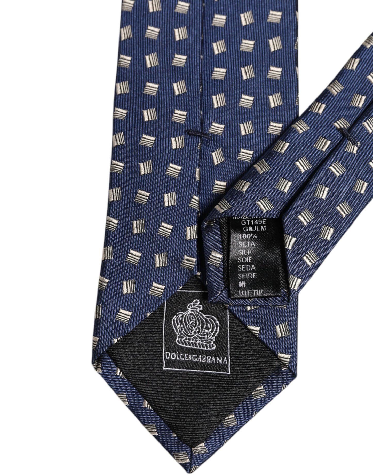 Dolce & Gabbana Blue Patterned Silk Adjustable Necktie Tie