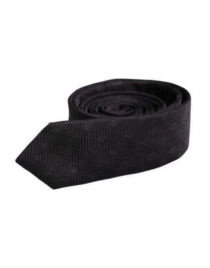 Dolce & Gabbana Black Circles Silk Adjustable Necktie Tie