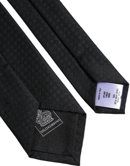 Dolce & Gabbana Black Circles Silk Adjustable Necktie Tie