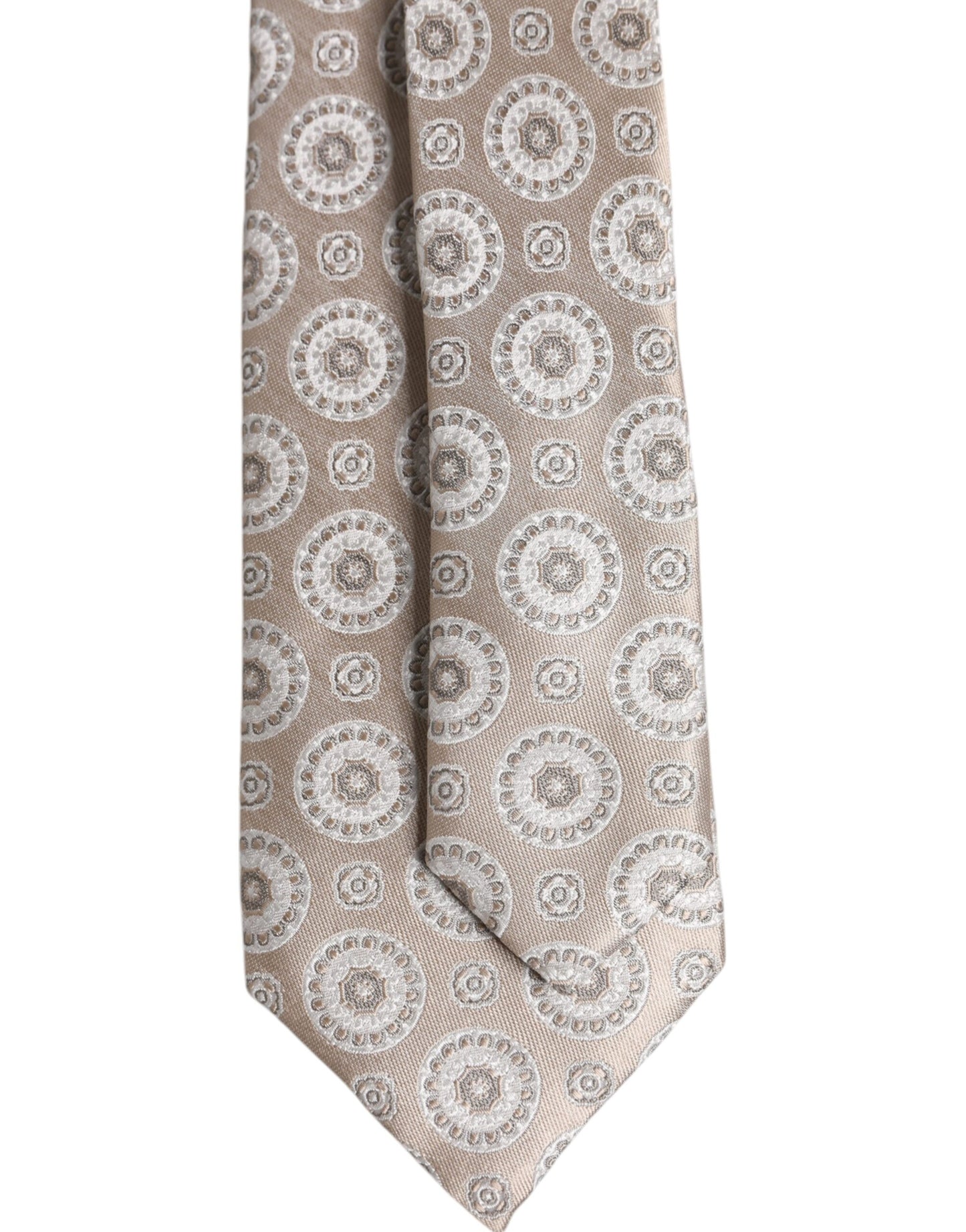 Dolce & Gabbana Beige Foulard Print Silk Adjustable Necktie Tie