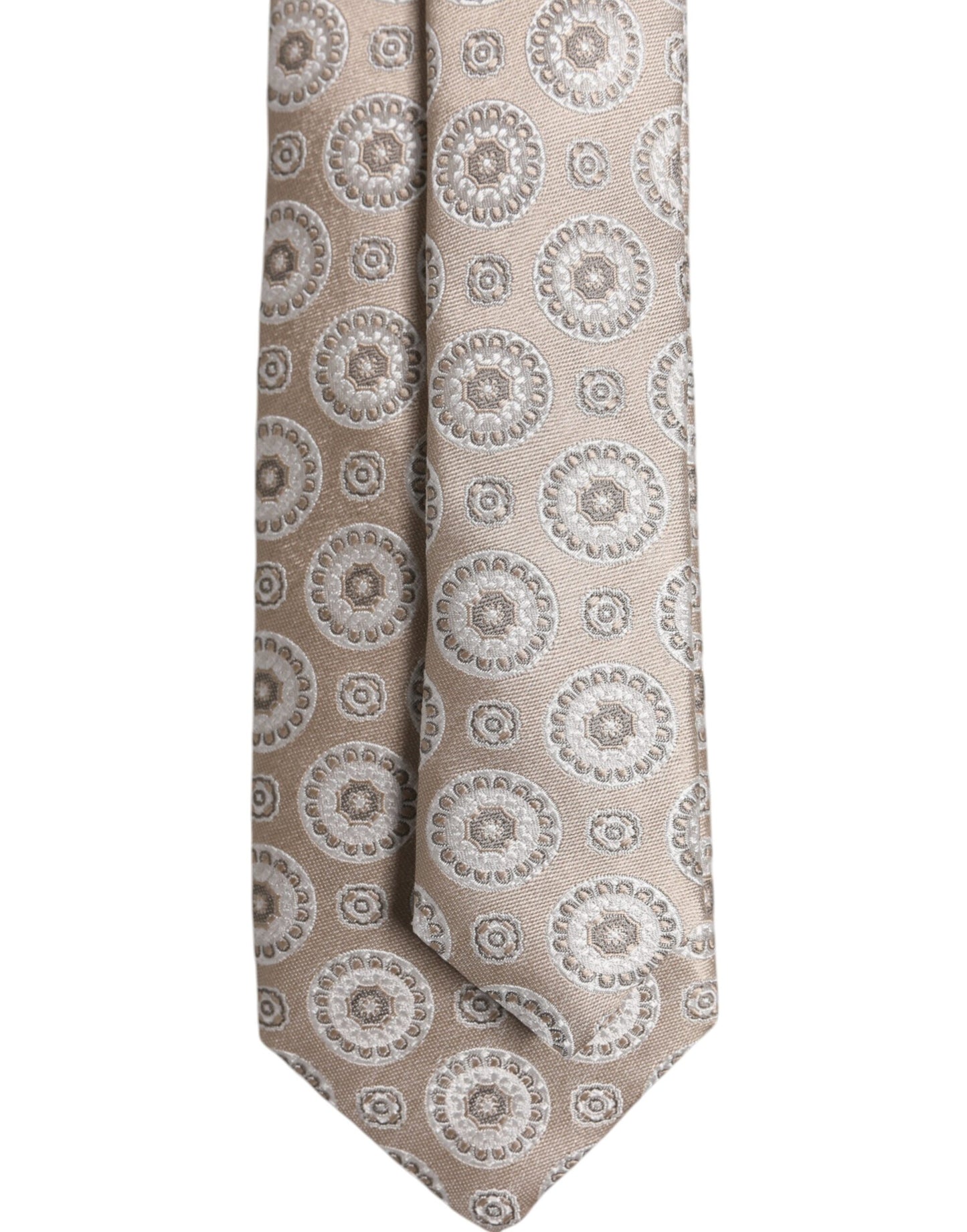 Dolce & Gabbana Beige Foulard Print Silk Adjustable Necktie Tie