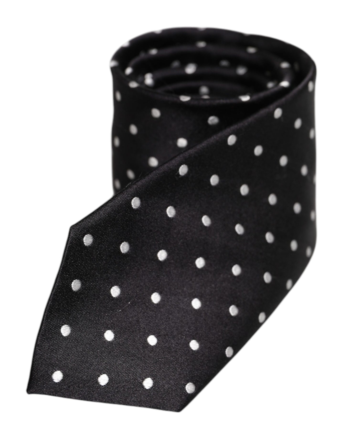 Dolce & Gabbana Black Polka Dots Silk Adjustable Necktie Tie