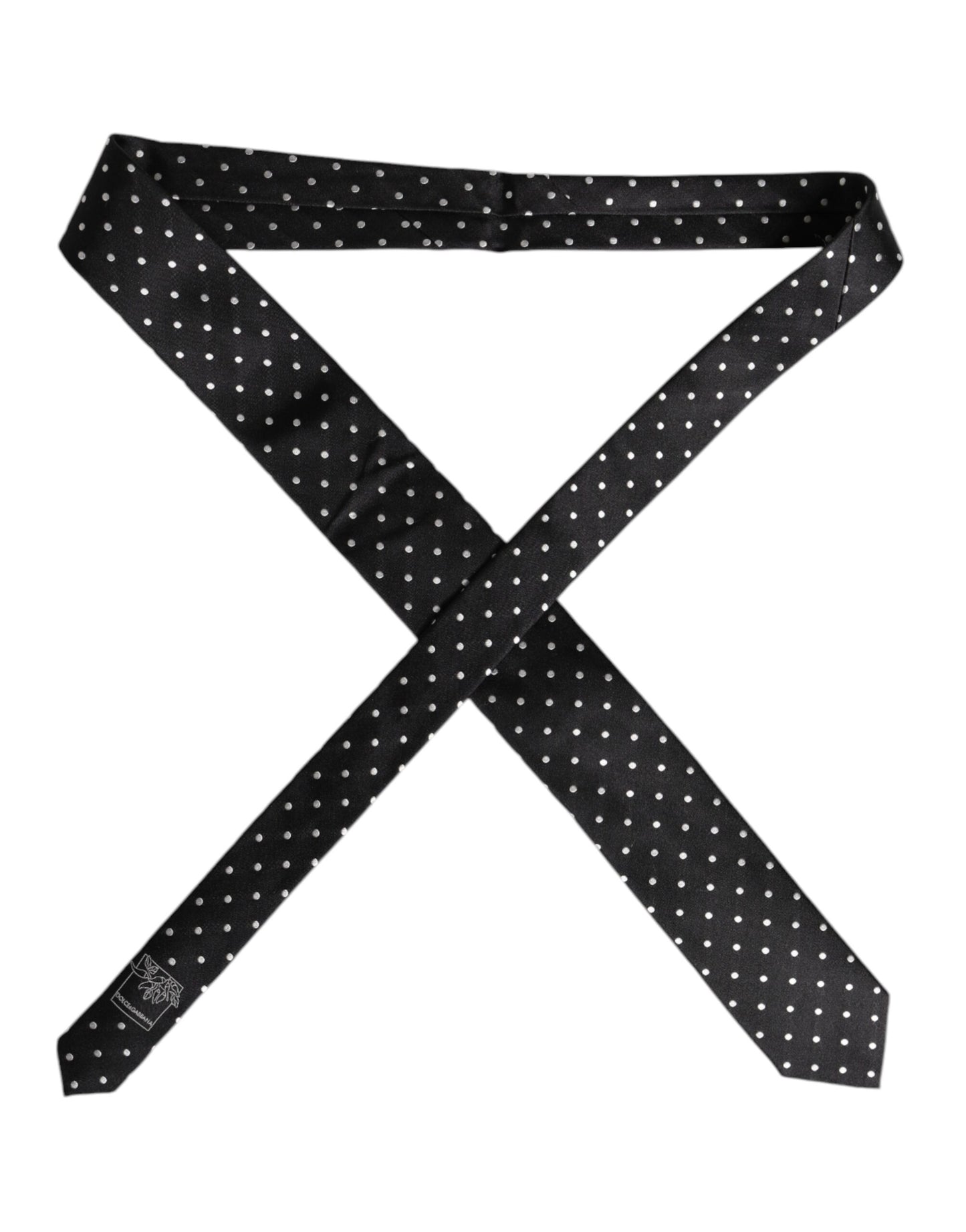 Dolce & Gabbana Black Polka Dots Silk Adjustable Necktie Tie