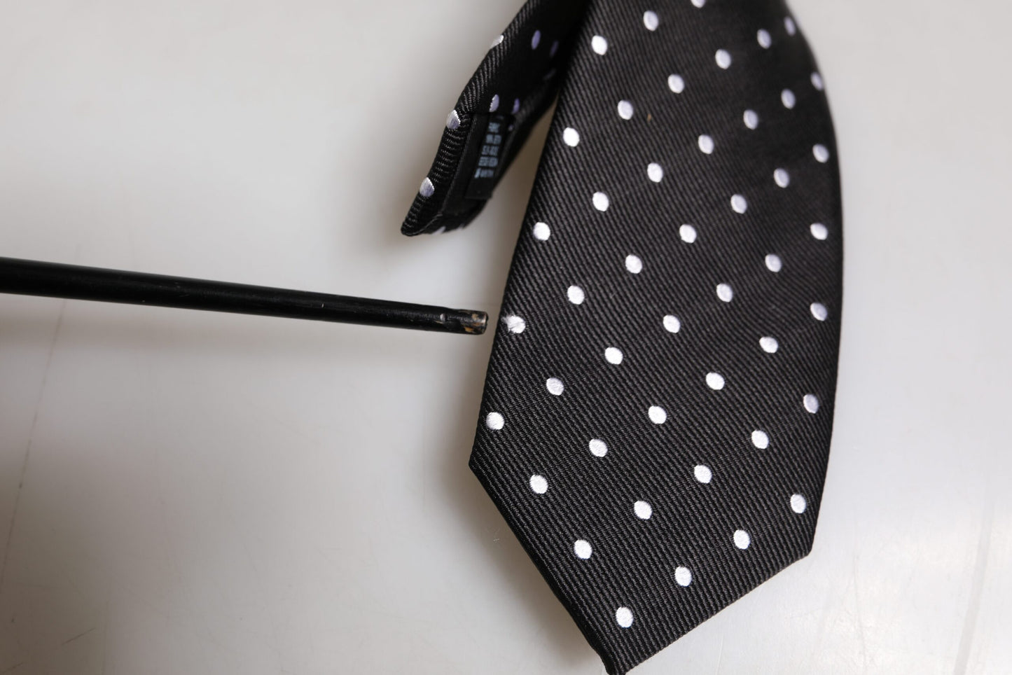 Dolce & Gabbana Black Polka Dots Silk Adjustable Necktie Tie