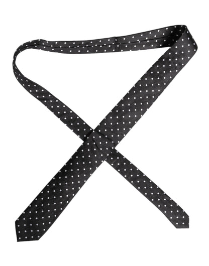 Dolce & Gabbana Black Polka Dots Silk Adjustable Necktie Tie