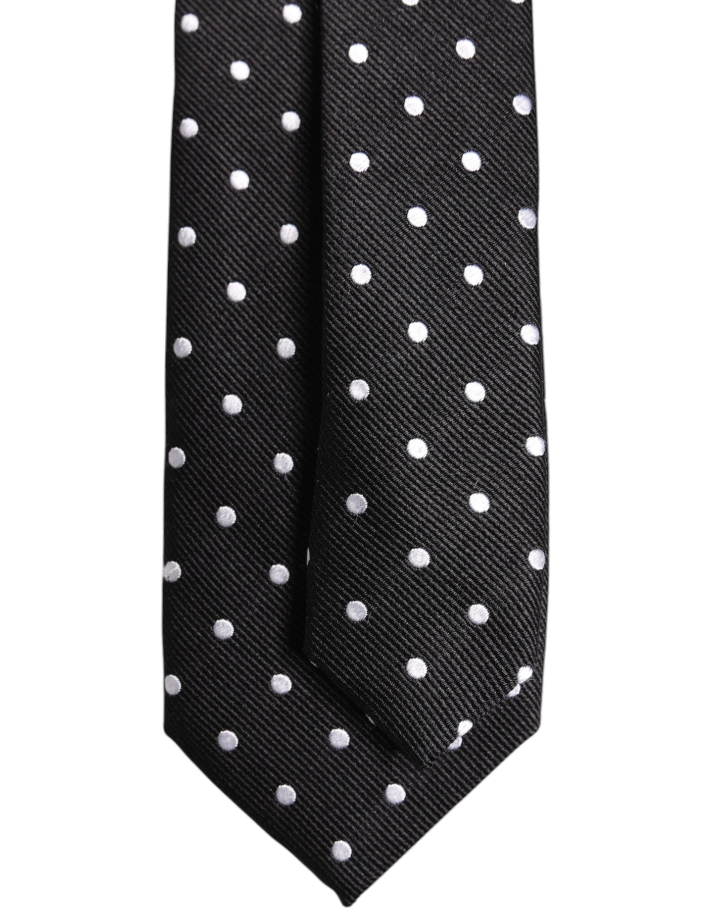 Dolce & Gabbana Black Polka Dots Silk Adjustable Necktie Tie