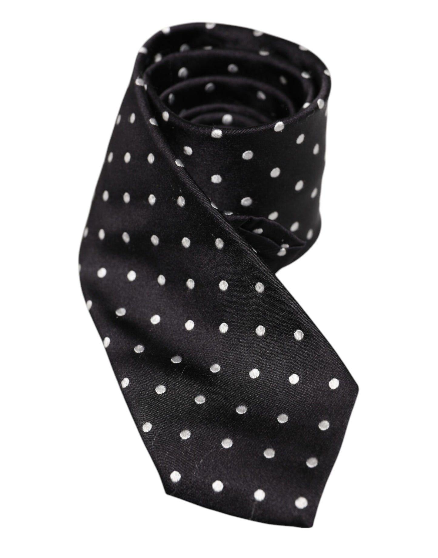 Dolce & Gabbana Black Polka Dots Silk Adjustable Necktie Tie