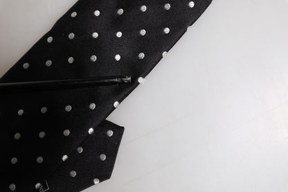 Dolce & Gabbana Black Polka Dots Silk Adjustable Necktie Tie